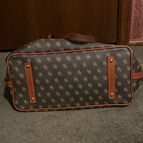 Dooney & Bourke Black and Tan Monogram Tote